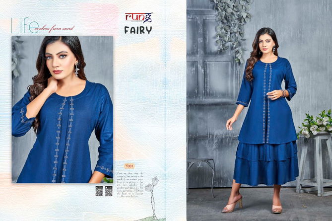 Rung Fairy Fancy Stylish Party Wear Designer Heavy Rayon Latest Kurtis Collection